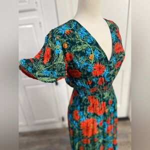 Anthropologie Abel the Label Smocked Waist Flutter Sleeves Maxi Dress Small